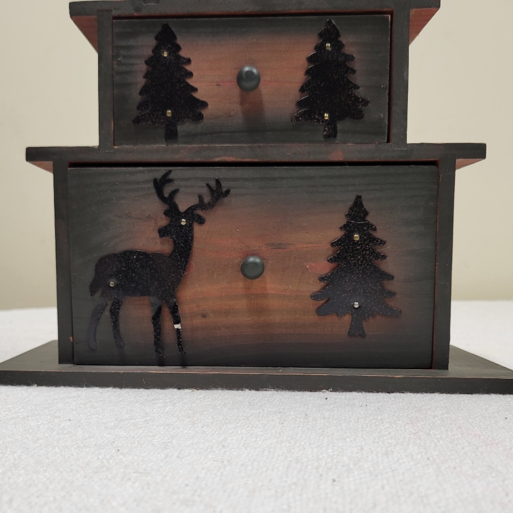 Deer and Pine Trees Cottage Cabinet - Picture 7 of 8